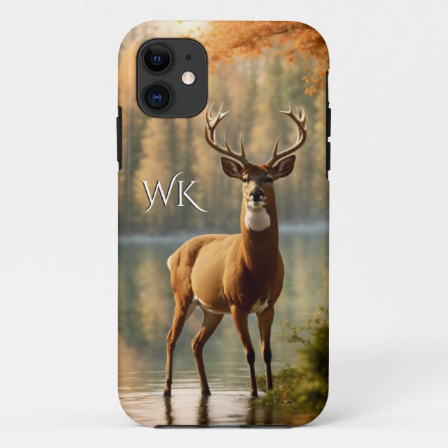 Awesome Twelve Point Buck Autumn Waters Monogram Case-Mate iPhone Case (Back)