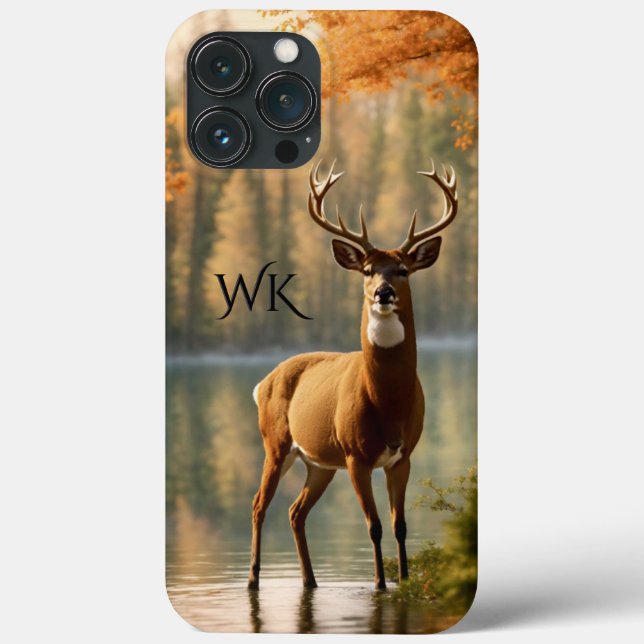 Awesome Twelve Point Buck Autumn Waters Monogram Case-Mate iPhone Case (Back)