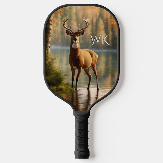 Awesome Twelve Point Buck Autumn Waters Personal Pickleball Paddle (Front)