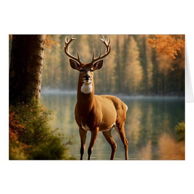 Awesome Twelve Point Buck in Autumn Waters (Front Horizontal)