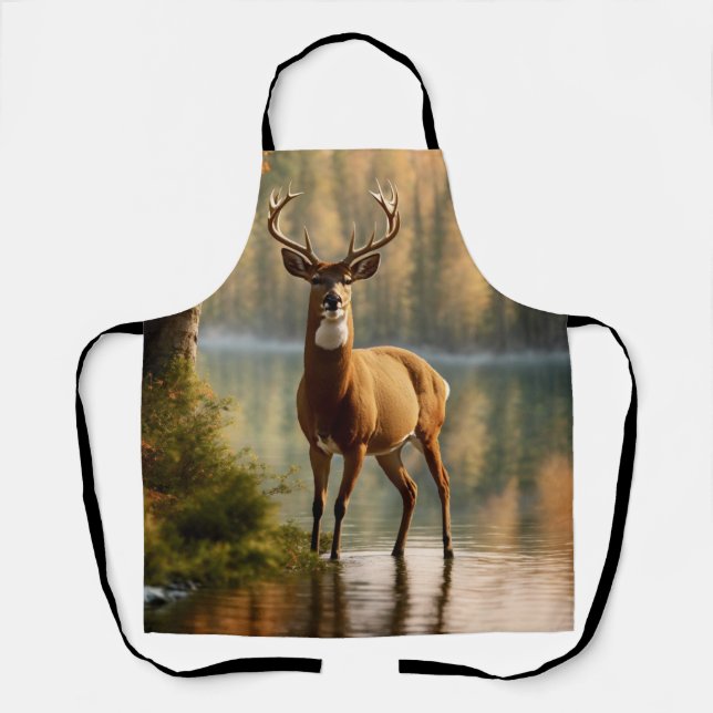 Awesome Twelve Point Buck in Autumn Waters Apron (Front)