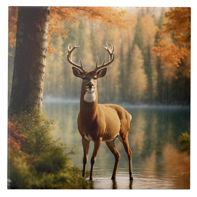 Awesome Twelve Point Buck in Autumn Waters Tile (Front)
