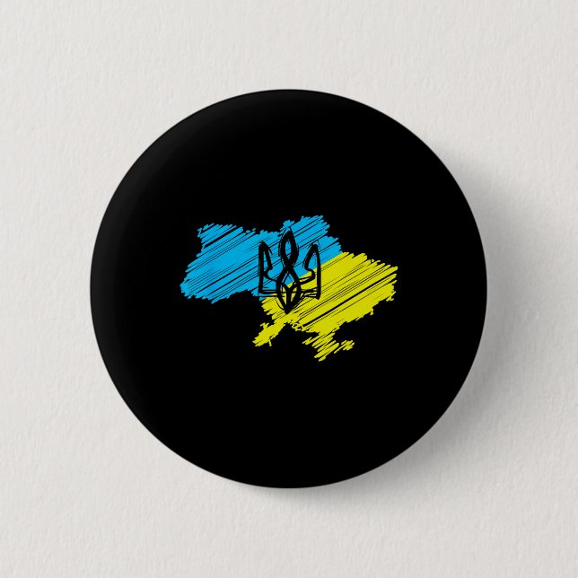 Awesome Ukrainian Map - Ukrainian Flag  2 Inch Round Button (Front)