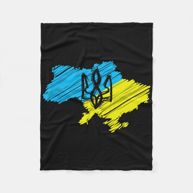Awesome Ukrainian Map - Ukrainian Flag  Fleece Blanket (Front)