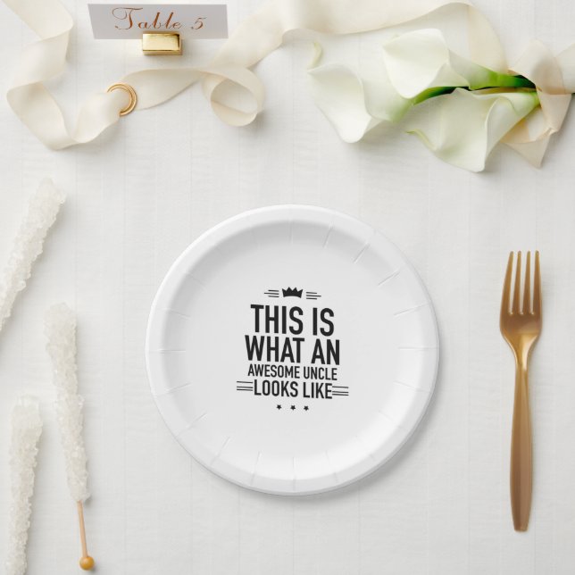 Awesome uncle black paper plate (Wedding)
