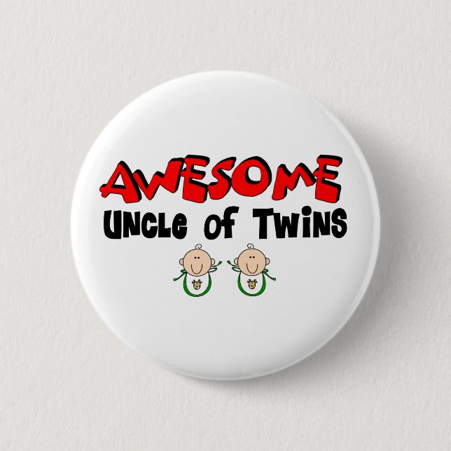 AWESOME UNCLE of TWINS 2 Inch Round Button (Front)