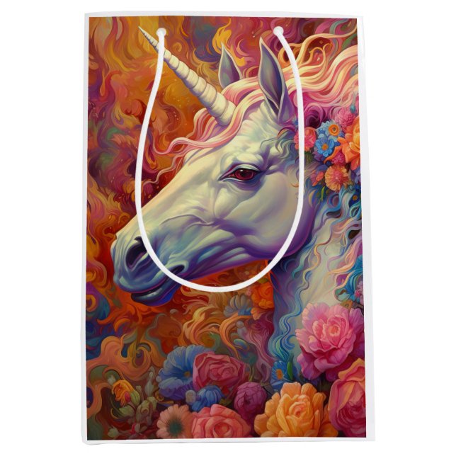 Awesome Unicorn Birthday Medium Gift Bag (Front)
