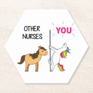 Awesome Unicorn Gift For Nurse Paper Coaster