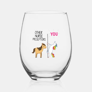 Awesome Unicorn Gift  For Nurse Preceptor   Stemless Wine Glass