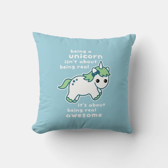 Awesome Unicorn Throw Pillow (Front)