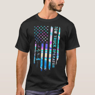 Awesome US Flag Heart Tow truck operator people fu T-Shirt