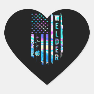 Awesome US Flag Heart Welder Sticker