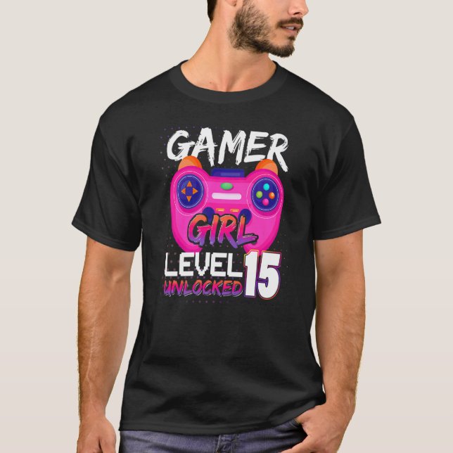 Awesome Video Games Controller Level 15 Unlocked G T-Shirt (Front)
