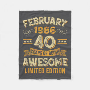 Awesome Vintage February 1986 40th Birthday  Fleece Blanket