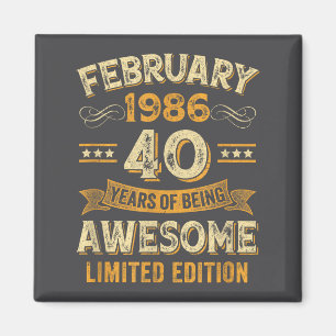 Awesome Vintage February 1986 40th Birthday  Magnet