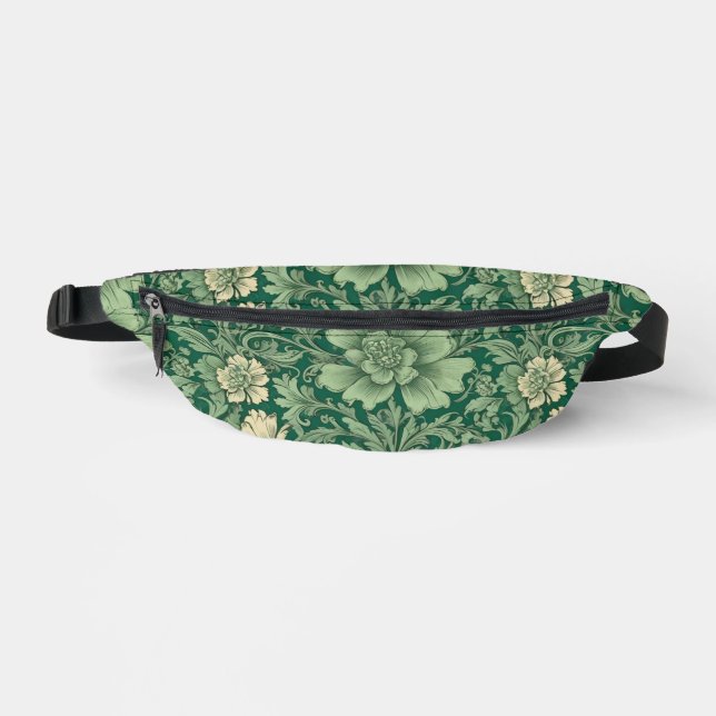 Awesome Vintage Green Floral Pattern  Fanny Pack (Front)