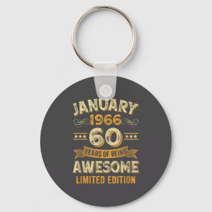 Awesome Vintage January 1966 60th Birthday  Keychain