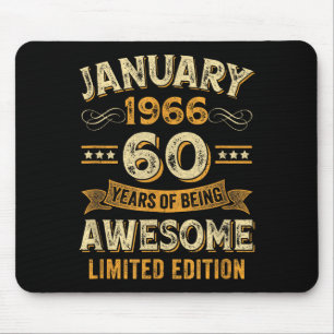 Awesome Vintage January 1966 60th Birthday  Mouse Pad