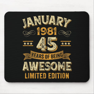 Awesome Vintage January 1981 45th Birthday  Mouse Pad