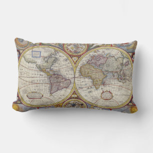 Awesome Vintage old world Maps Lumbar Pillow