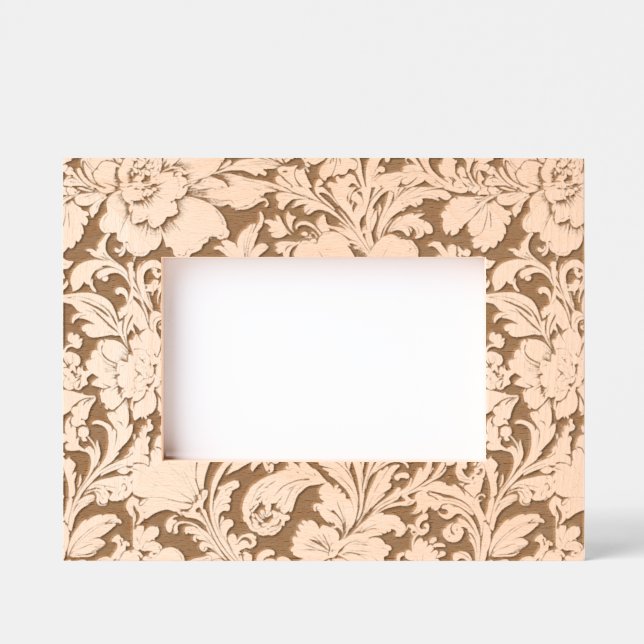 Awesome Vintage Sepia Floral Pattern  Etched Frames (Front)