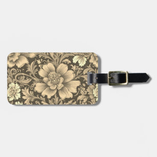 Awesome Vintage Sepia Floral Pattern  Luggage Tag