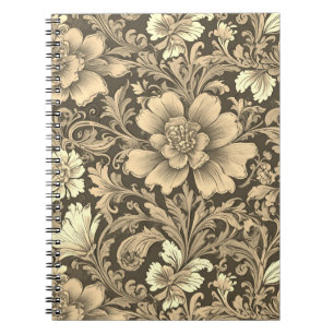 Awesome Vintage Sepia Floral Pattern Notebook