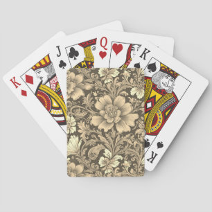 Awesome Vintage Sepia Floral Pattern  Playing Cards