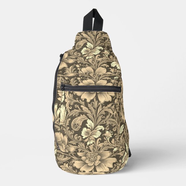 Awesome Vintage Sepia Floral Pattern  Sling Bag (Front)