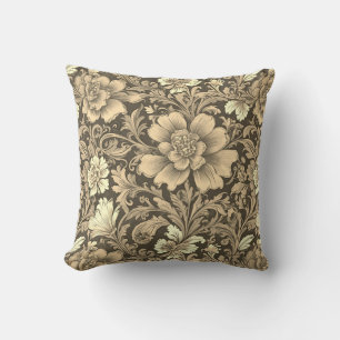 Awesome Vintage Sepia Floral Pattern  Throw Pillow
