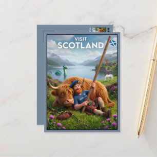 Awesome Visit Scotland 3D Nessie, Unicorn Postcard