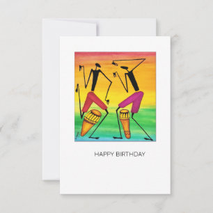 Awesome Watercolor African Drumming Birthday Card