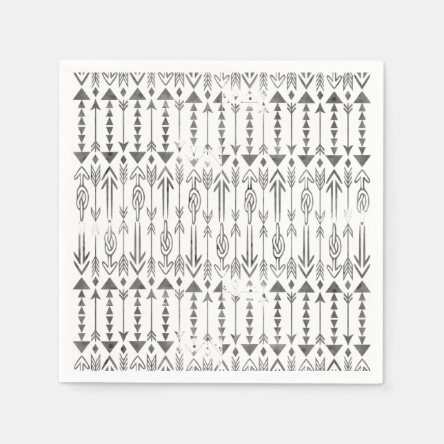 Awesome  watercolor splatters grey tribal arrows napkin (Front)