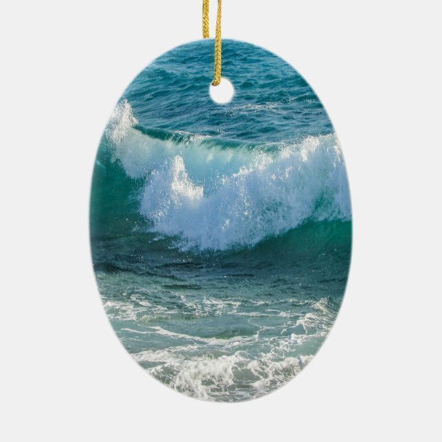 Awesome Wave sea shore nautical ocean nature Ceramic Ornament (Back)