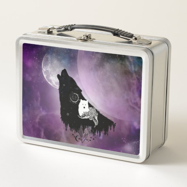 Awesome wolves metal lunch box (Front)