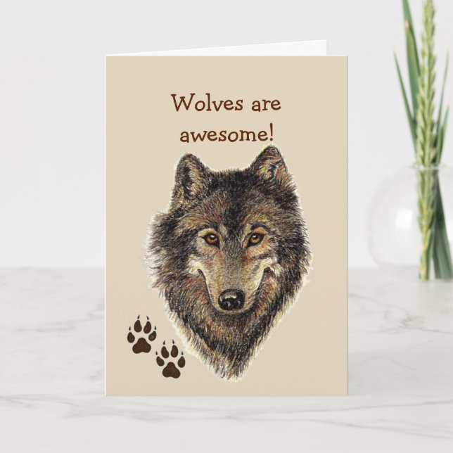 Awesome Wolves  Wildlife Animal Birthday Card (Front)