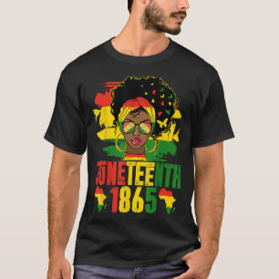 Awesome Women Messy Bun Juneteenth Celebrate 1865  T-Shirt