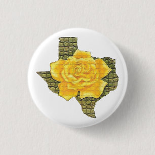 Awesome Yellow Rose Of Texas Pattern Flower  1 Inch Round Button