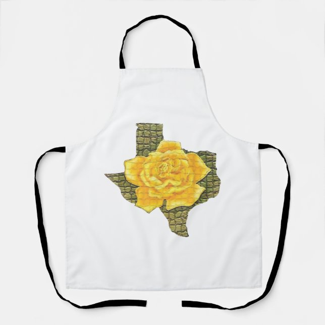 Awesome Yellow Rose Of Texas Pattern Flower Apron (Front)