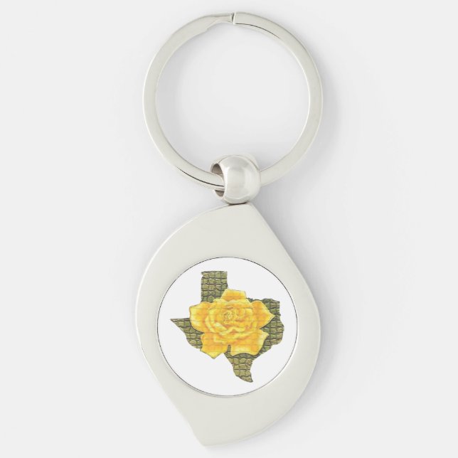 Awesome Yellow Rose Of Texas Pattern Flower  Keychain (Front)
