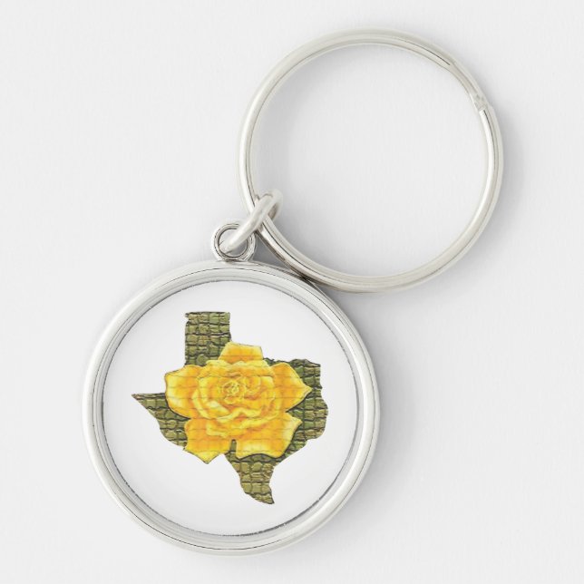 Awesome Yellow Rose Of Texas Pattern Flower  Keychain (Front)