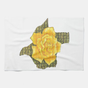 Awesome Yellow Rose Of Texas Pattern Flower Kitchen Towel