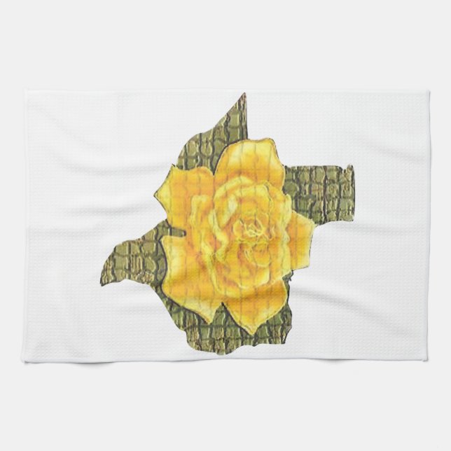 Awesome Yellow Rose Of Texas Pattern Flower Kitchen Towel (Horizontal)