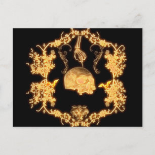 Awesome yellow skull with flowers postcard