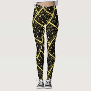 Awesome Yellow Universe Abstract Print Leggings