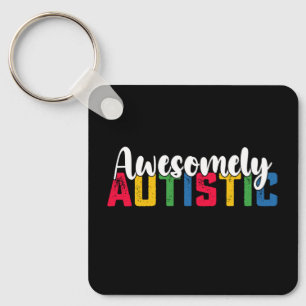 Awesomely Autistic Autism Biy Girl Family Keychain