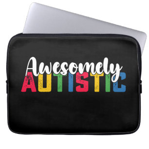 Awesomely Autistic Autism Biy Girl Family Laptop Sleeve