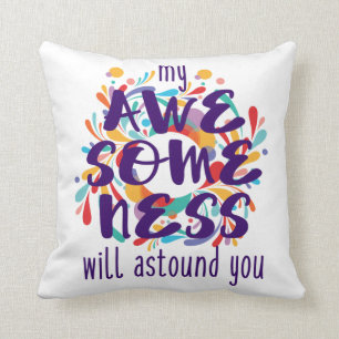 Awesomeness (Purple)-Choose Background Colour Throw Pillow