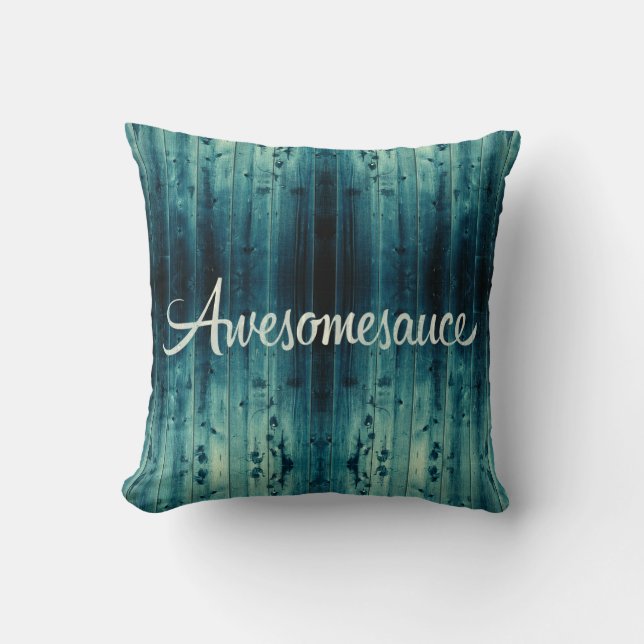 Awesomesauce Wood Panel Throw Pillow (Front)