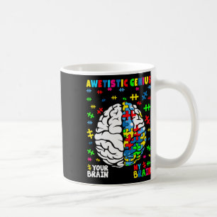 Awetistic Genius Autism Brain Puzzle Awareness Des Coffee Mug